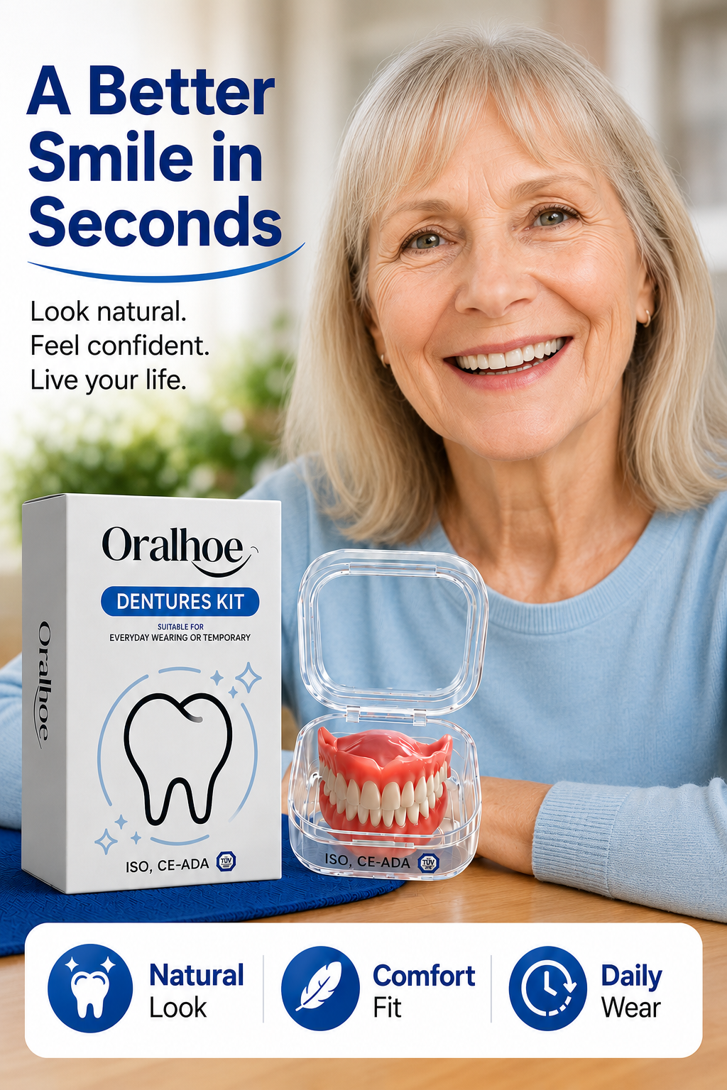 Instant Full Restoration Dentures – Fit At Home In Minutes